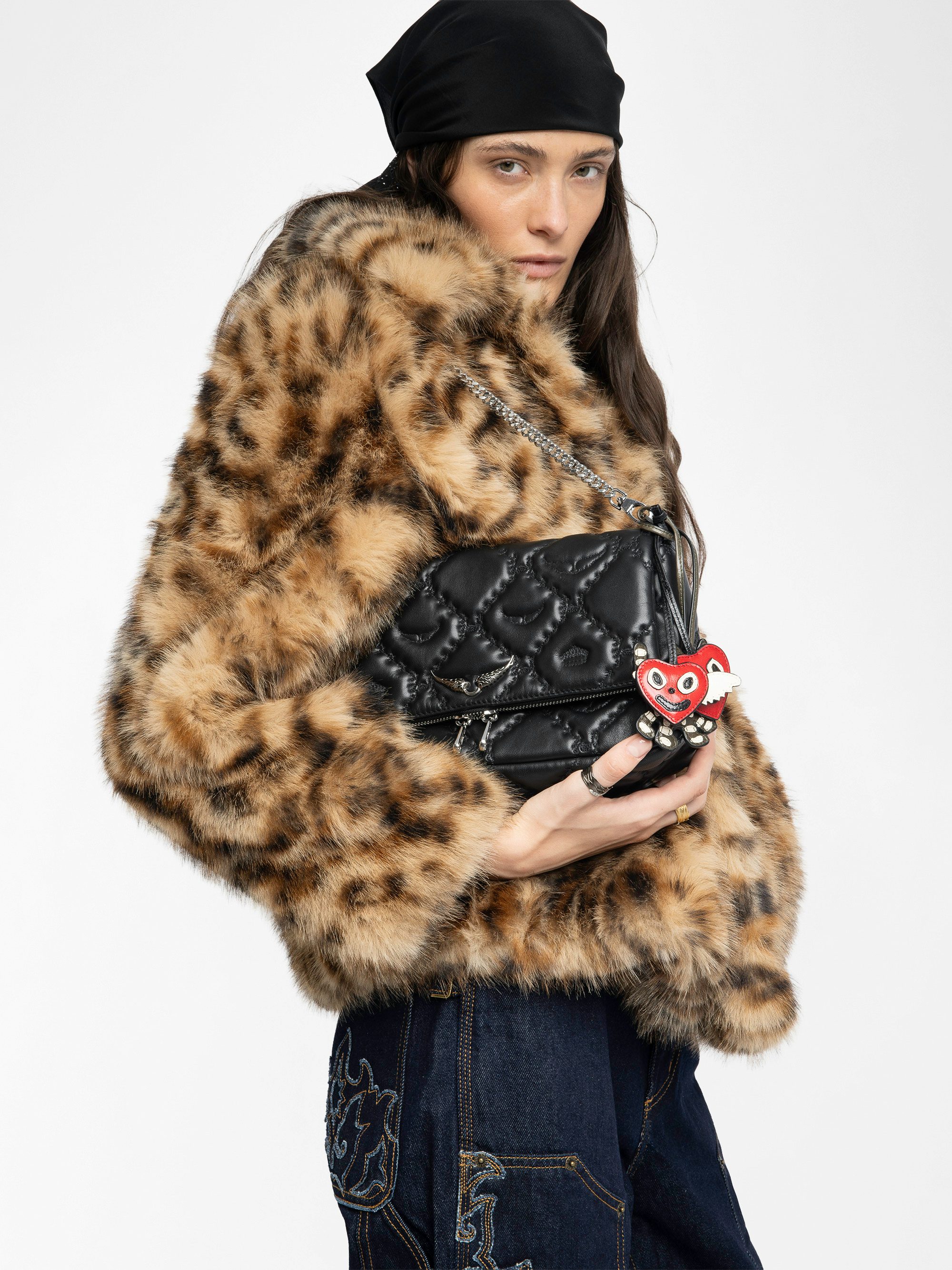 Rocky II Quilted Monogram Bag - Smooth quilted leather bag with monogram shoulder strap, chain, and signature wings.